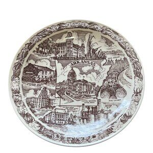 Vernon Kilns Arkansas State Brown Collector Plate 10 1/2" USA